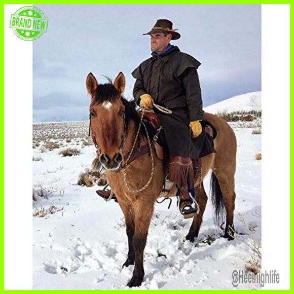 Waterproof Oilskin Duster Coat Full Length Rain Slicker Adjustable Waist - Picture 2 of 7